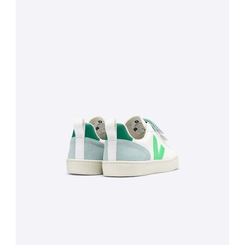 Veja V-10 CHROMEFREE Schoenen Kinderen White/Green | BE 741MQZ